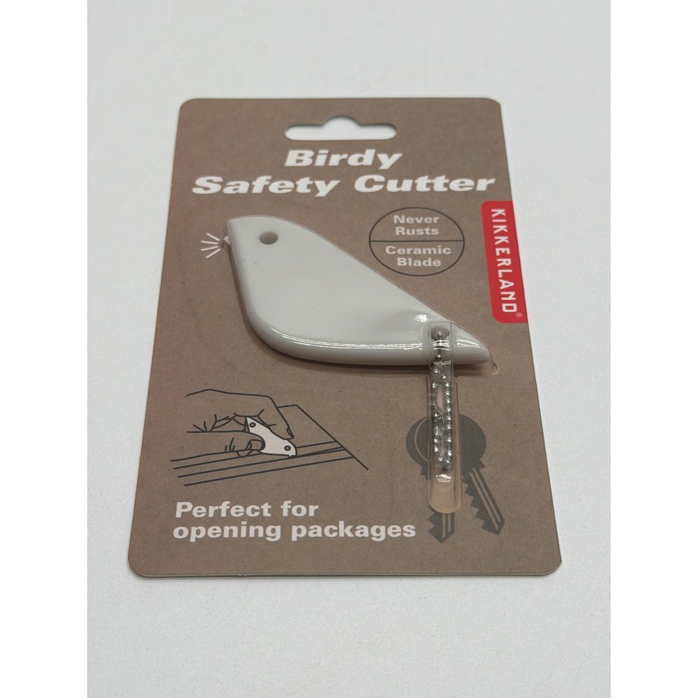 Kikkerland Birdy Safety Cutter White Ceramic Blade Box Opener Keychain CD154-A